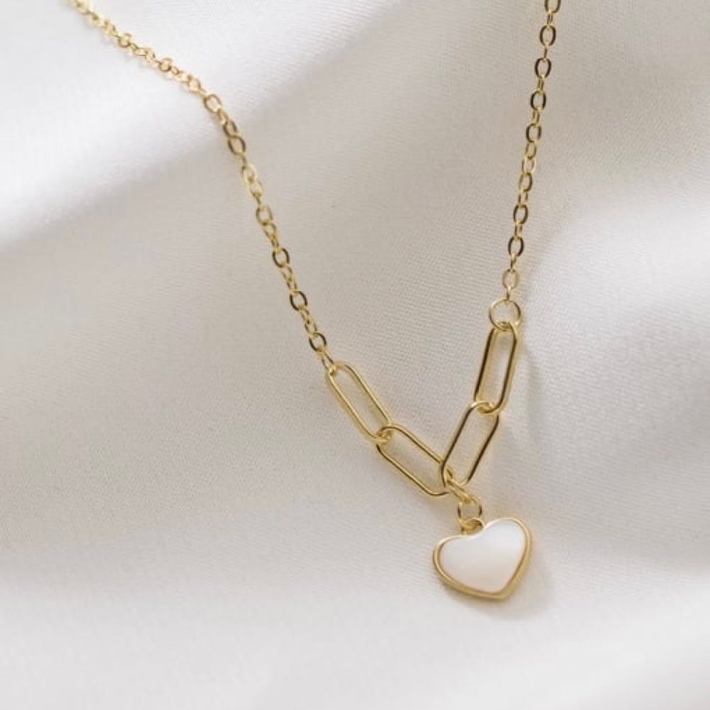 18k Gold Plating Over 925 Sterling Silver Shell Heart Necklace